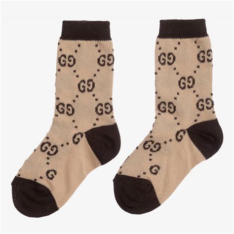 Beige / Brown Cotton Baby GG Socks 